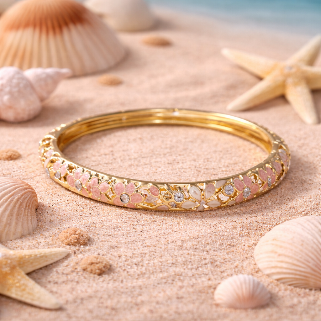 Bracelet jonc thaïlandais Kalya - Doré