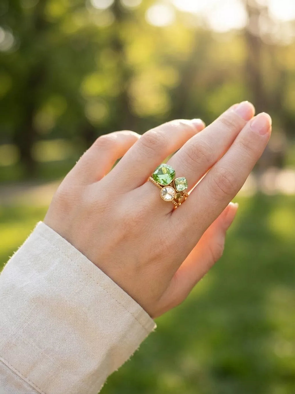 Bague cristal strass Zélia - Doré