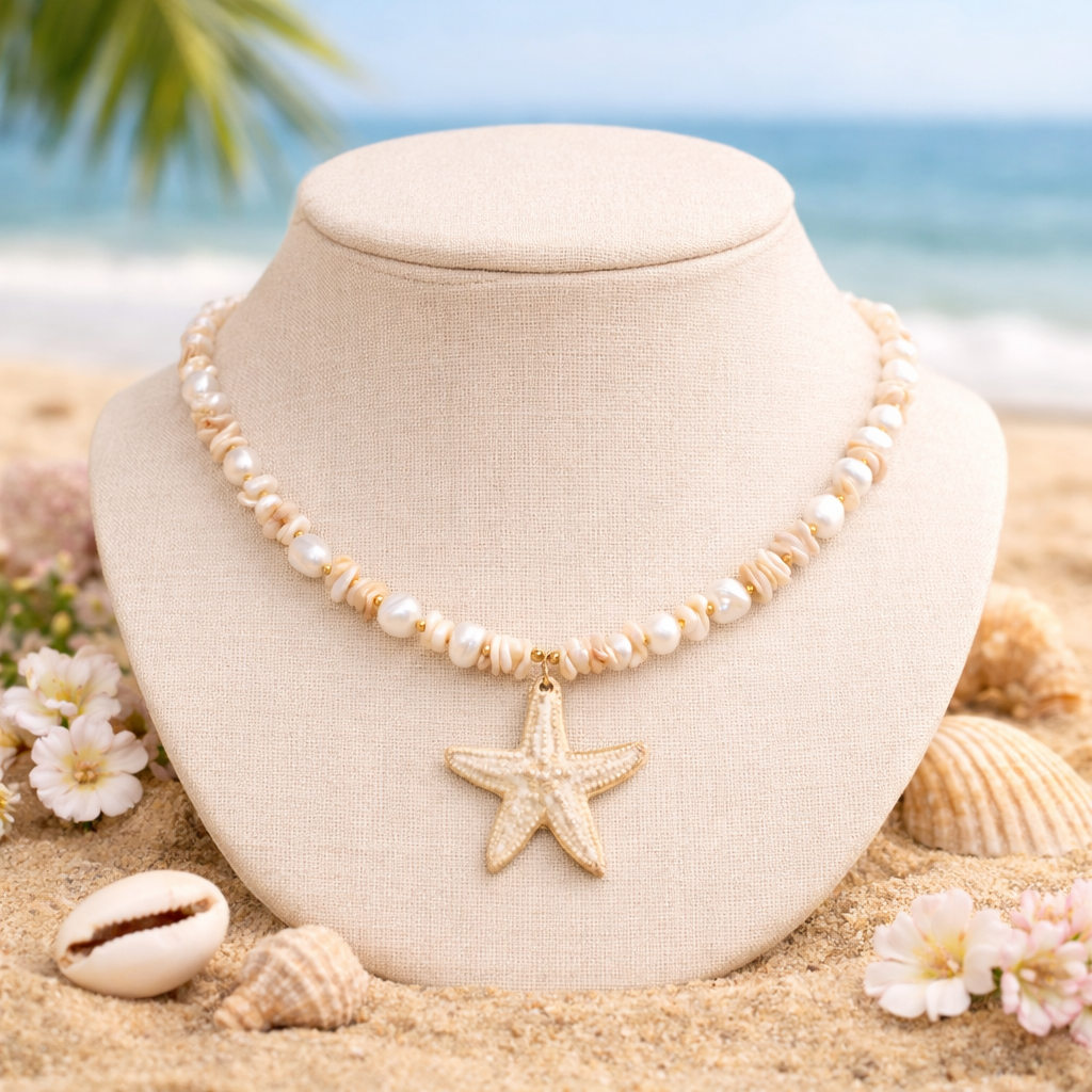 Collier perles Sabléa - Doré