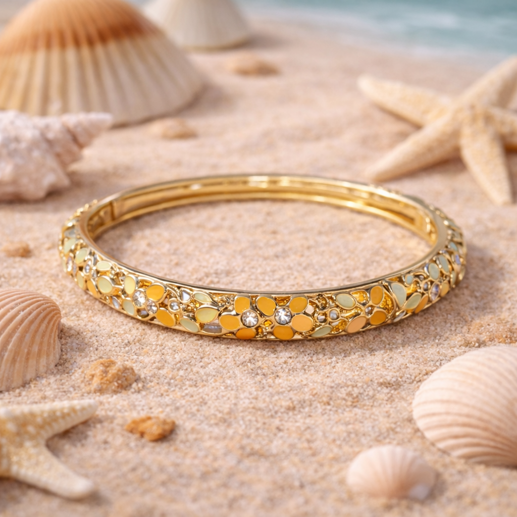 Bracelet jonc thaïlandais Floria - Doré