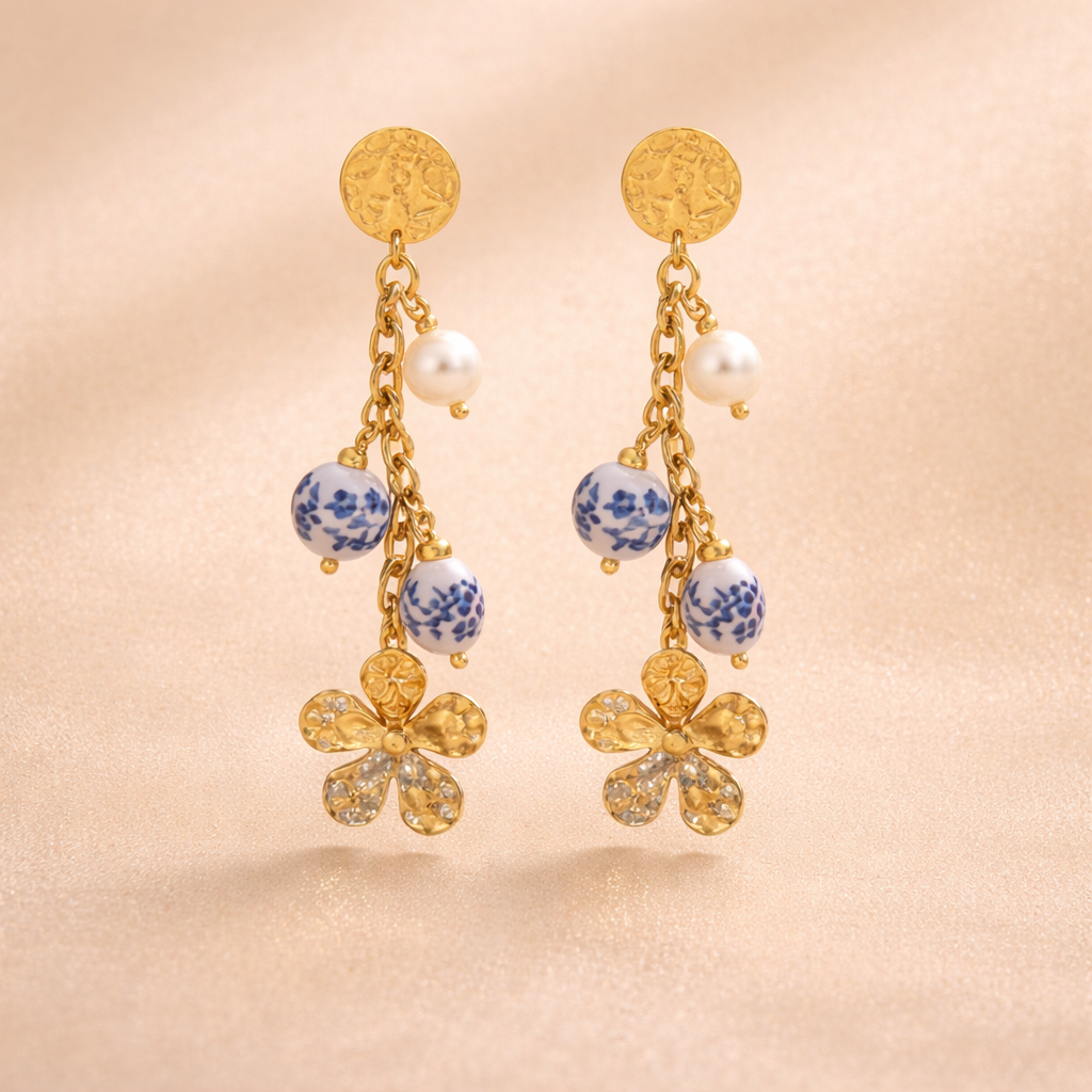 Boucle d’oreille porcelaine isélia - Doré