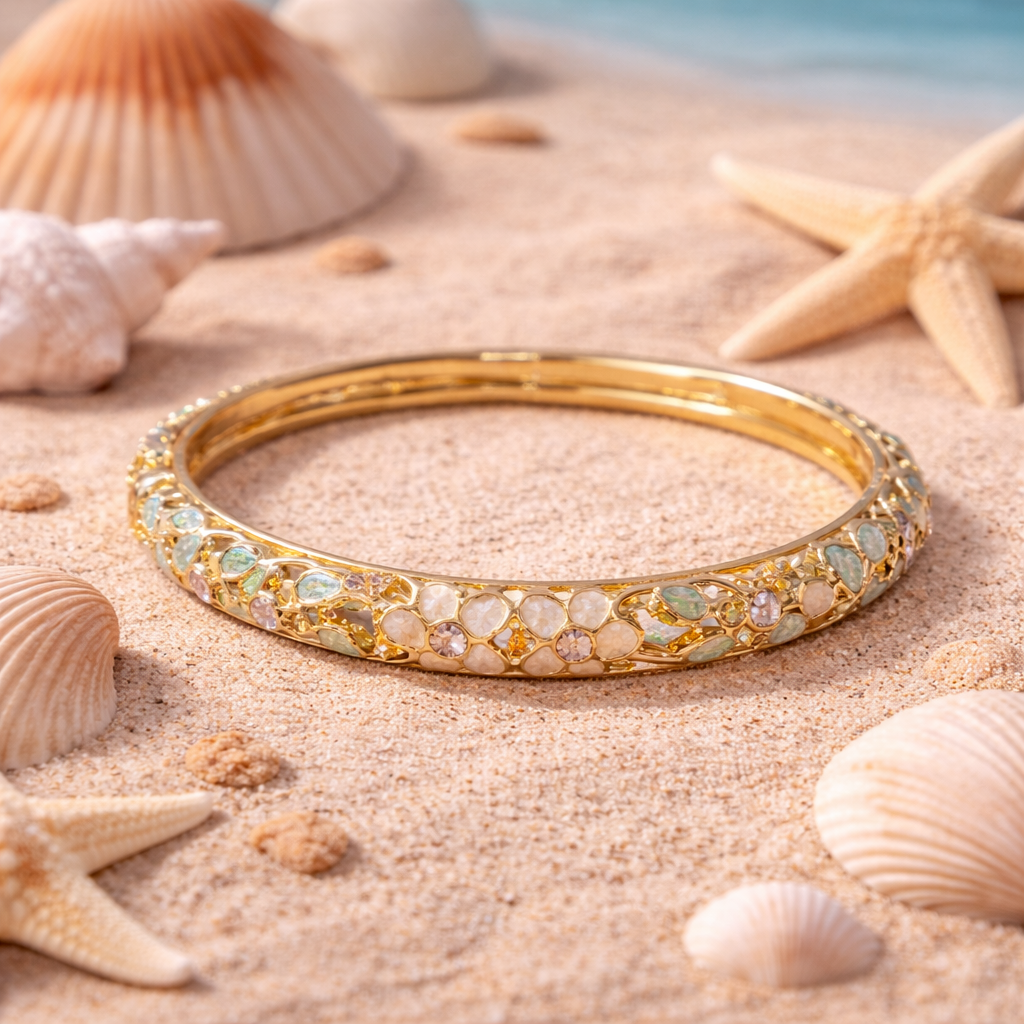 Bracelet jonc thaïlandais Iris - Doré