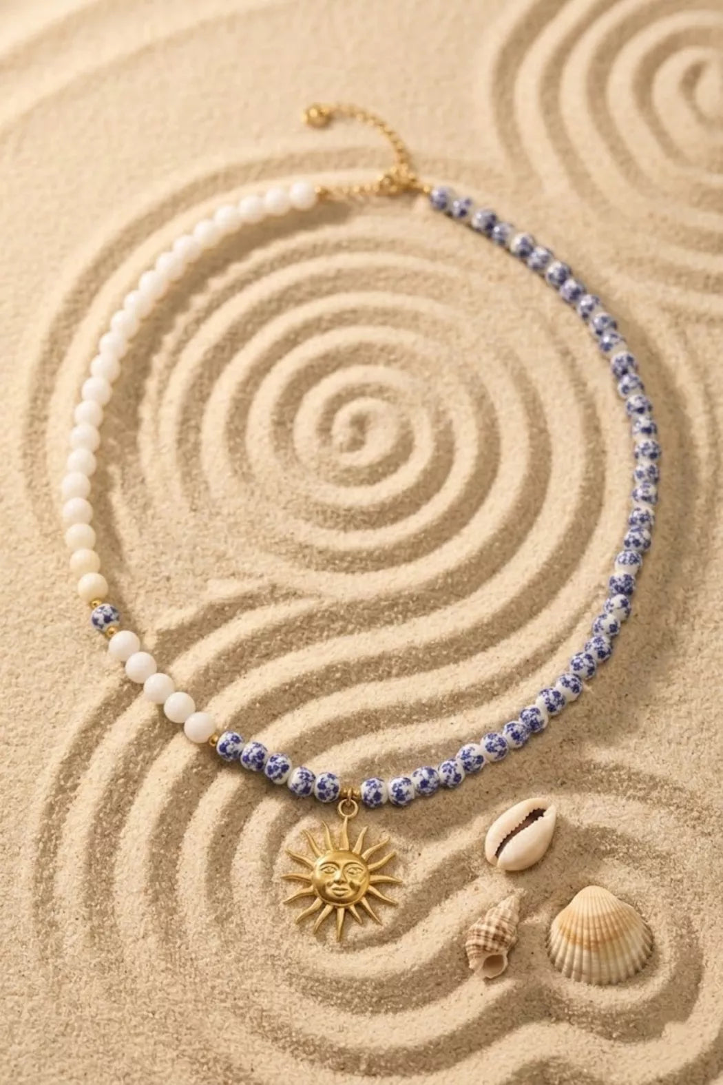 Collier perlé asymétrique Summer - Doré