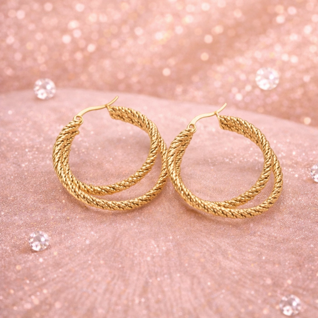 Boucle d’oreille créoles double Mira - Doré