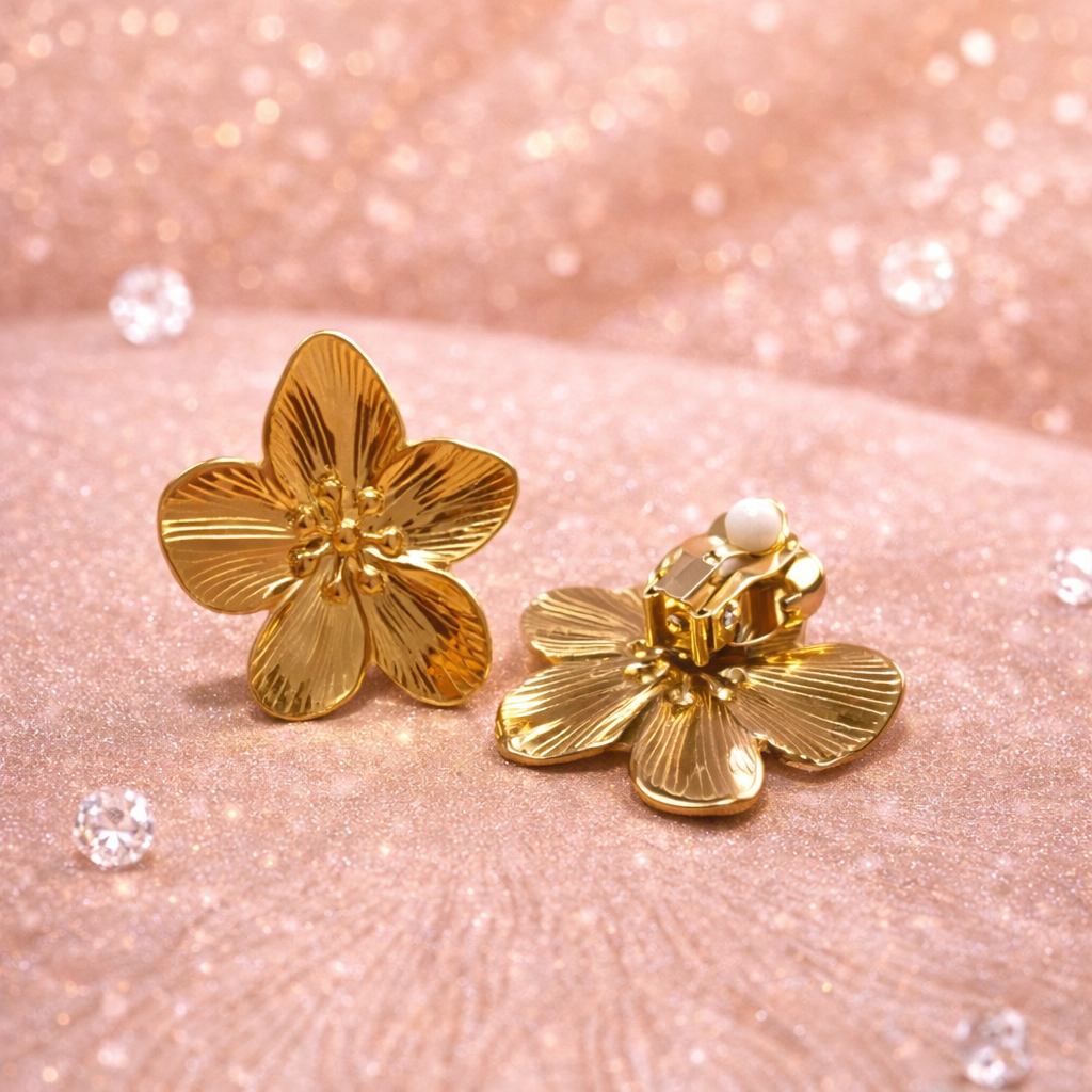 Boucle d’oreille clip sculptées Lysia - Doré