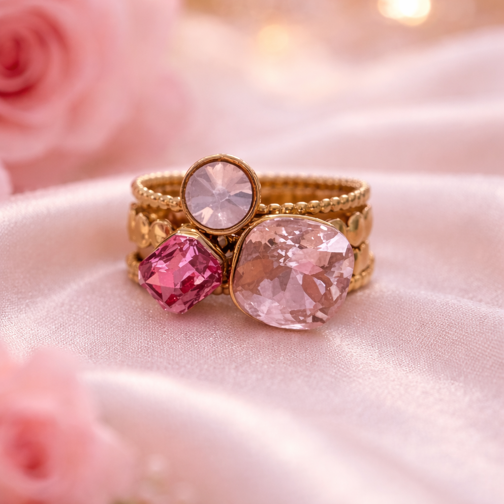 Bague cristal strass Élia - Doré