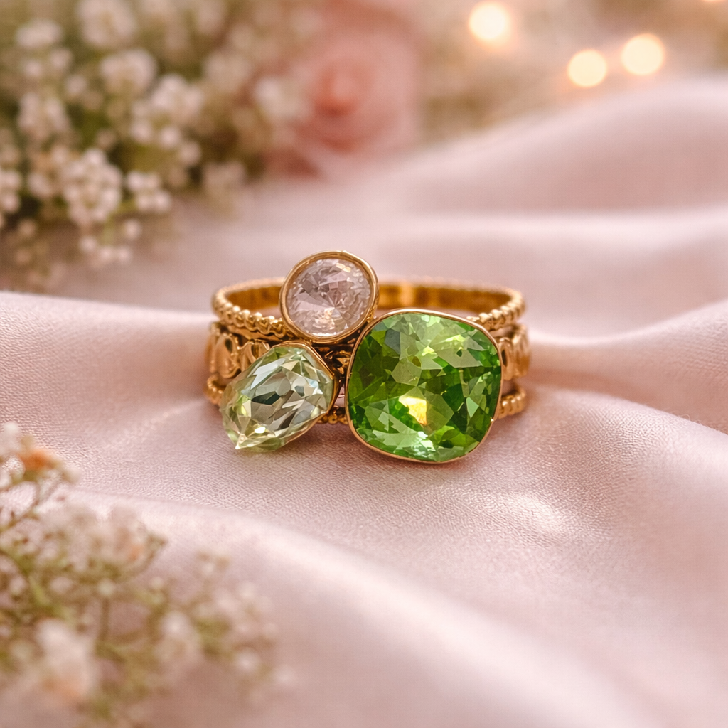 Bague cristal strass Zélia - Doré