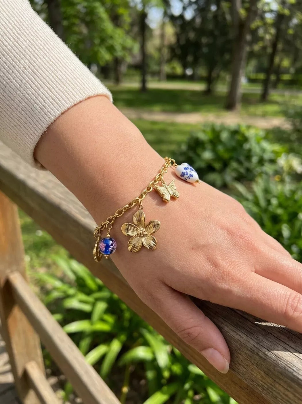 Bracelet breloque porcelaine Solyne - Doré