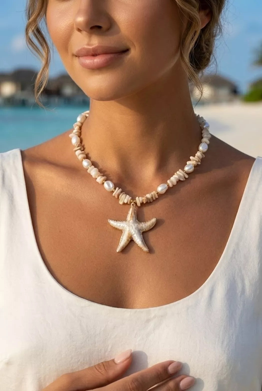 Collier perles Sabléa - Doré