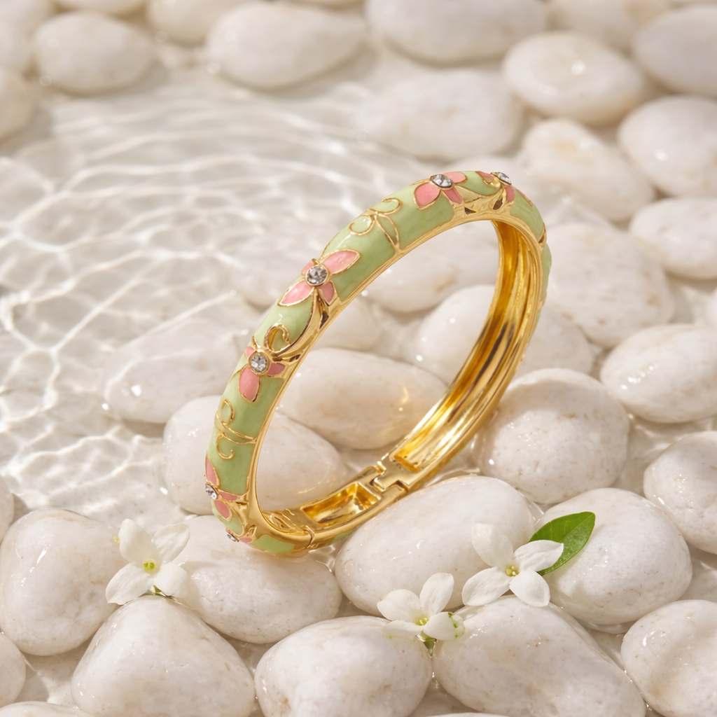 Bracelet jonc thaïlandais Jasmina - Doré