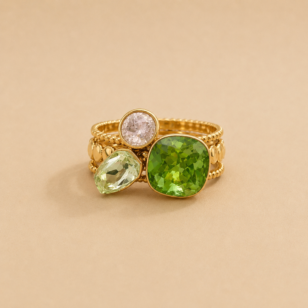 Bague cristal strass Zélia - Doré