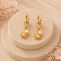 Boucle d’oreille créoles pendentif Éluna - Doré