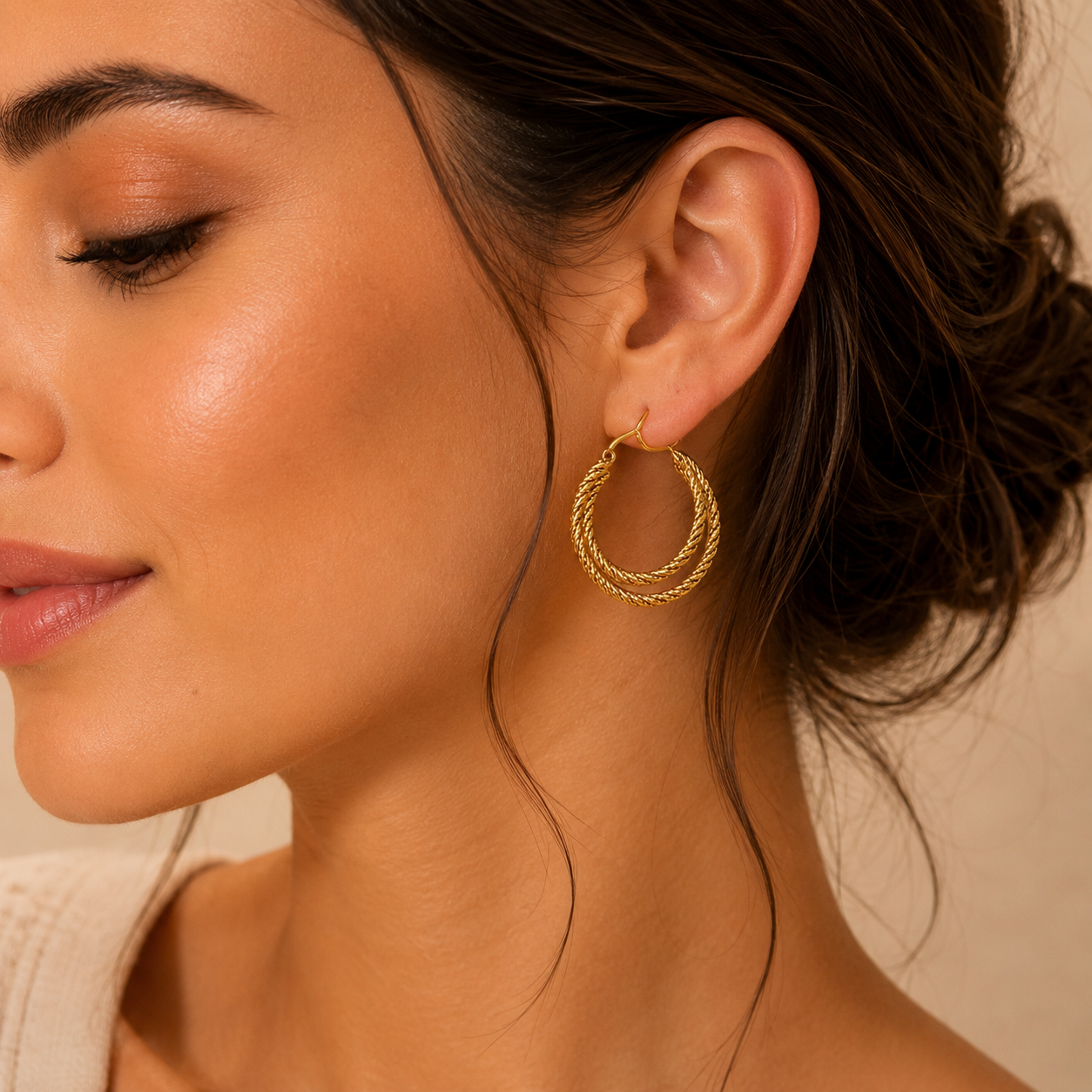 Boucle d’oreille créoles double Mira - Doré