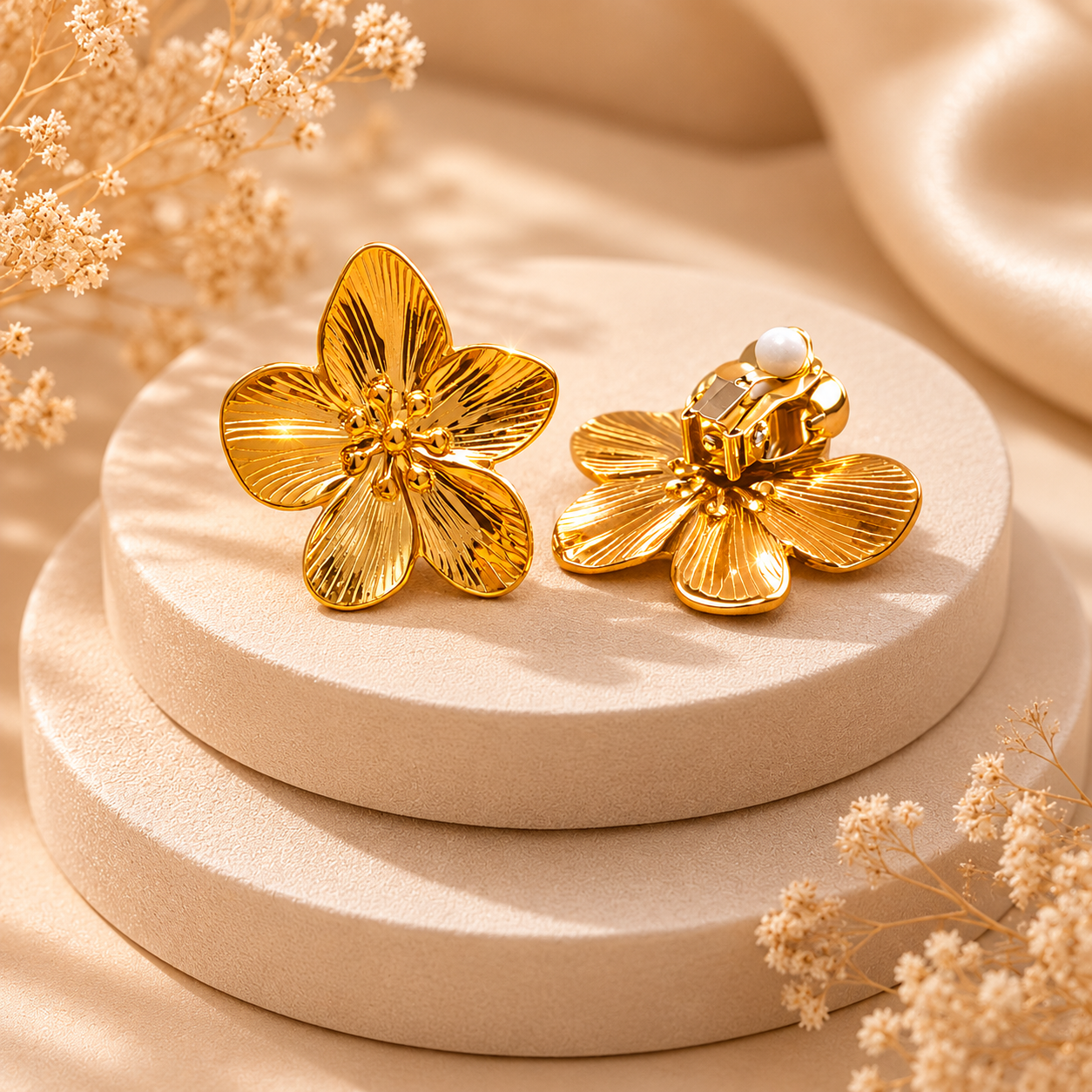 Boucle d’oreille clip sculptées Lysia - Doré