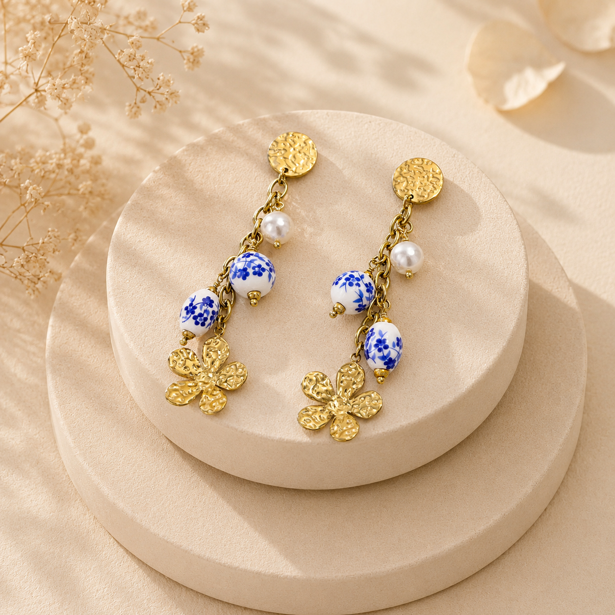 Boucle d’oreille porcelaine isélia - Doré