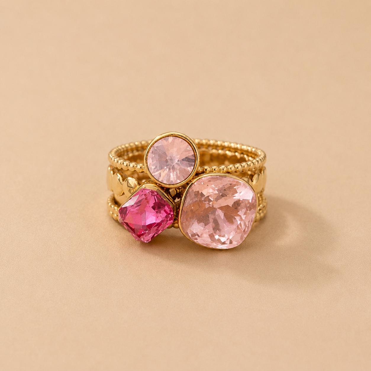 Bague cristal strass Élia - Doré