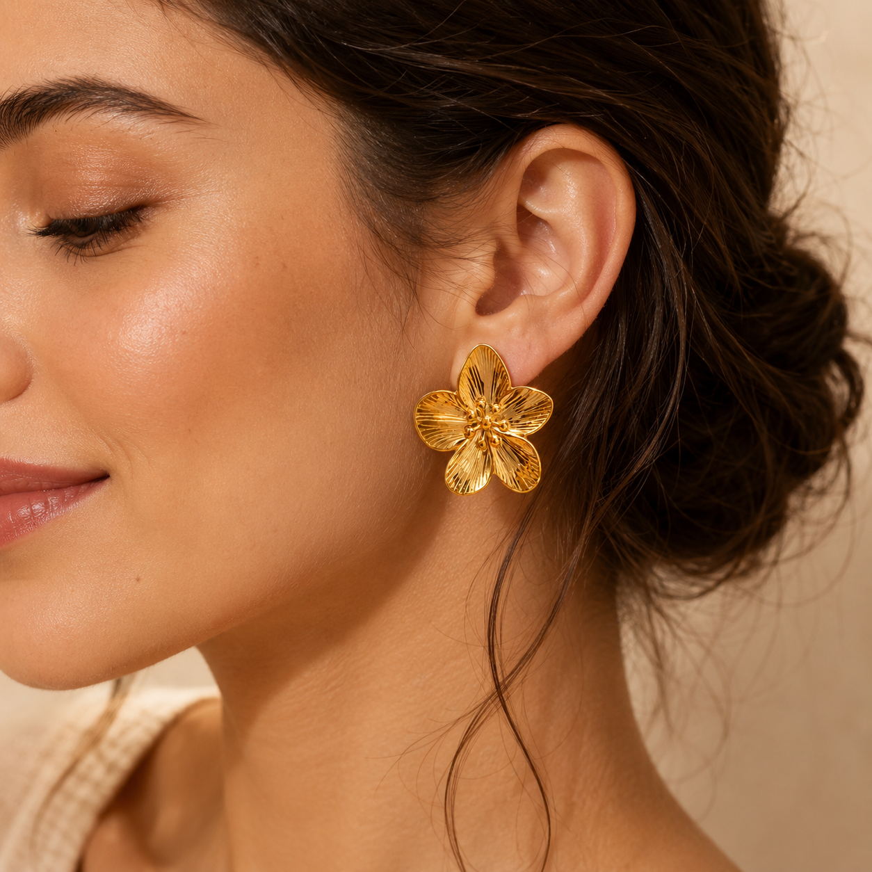 Boucle d’oreille clip sculptées Lysia - Doré