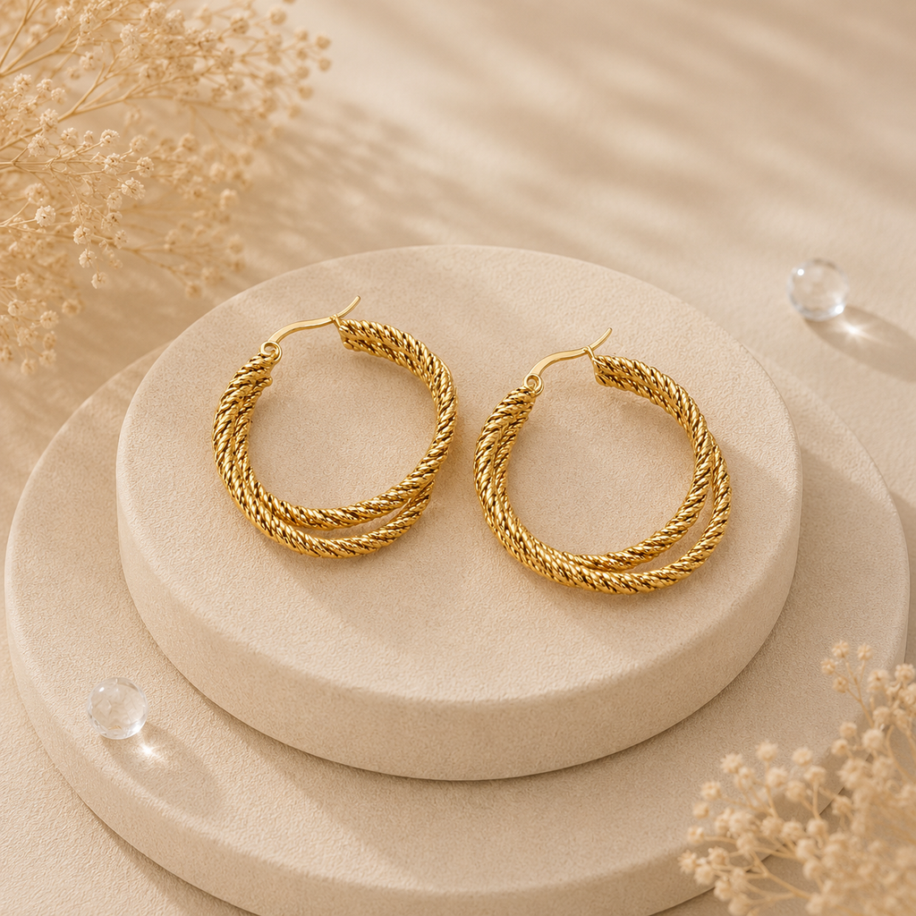 Boucle d’oreille créoles double Mira - Doré
