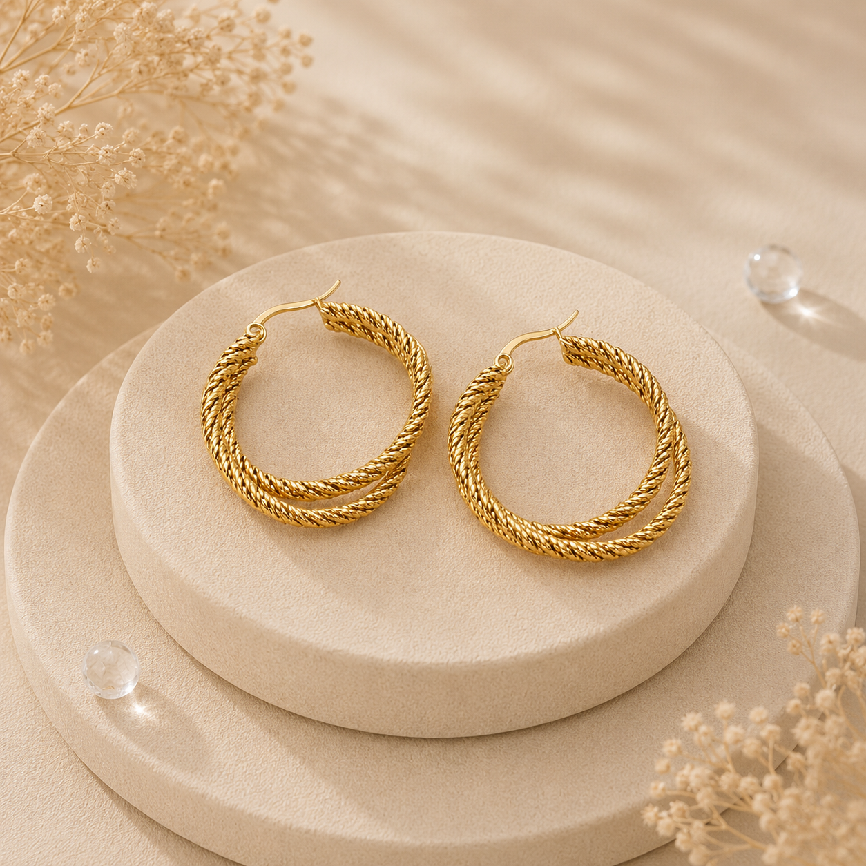 Boucle d’oreille créoles double Mira - Doré